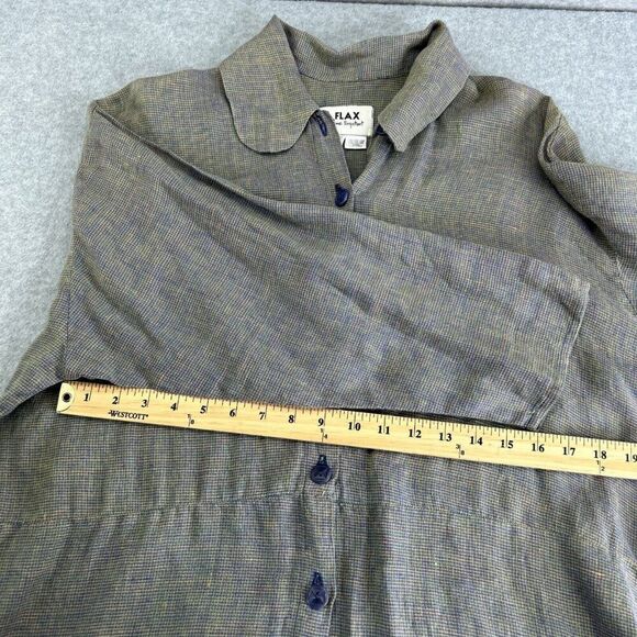 Vintage FLAX Small Linen Tunic Top Blouse Button Front Collared Lagenlook Flowy - Picture 13 of 16